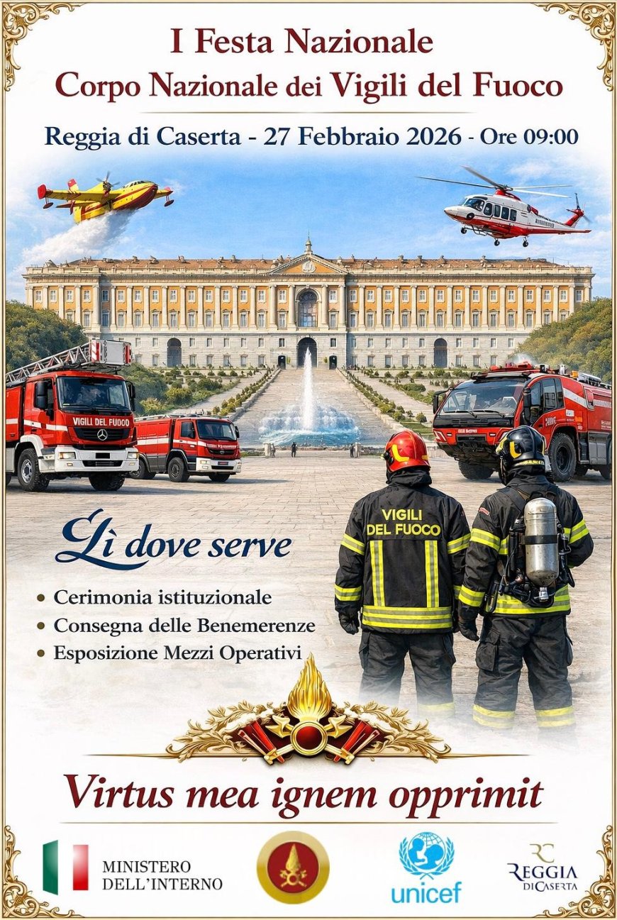 La Reggia di Caserta celebra il Corpo Nazionale dei Vigili del Fuoco