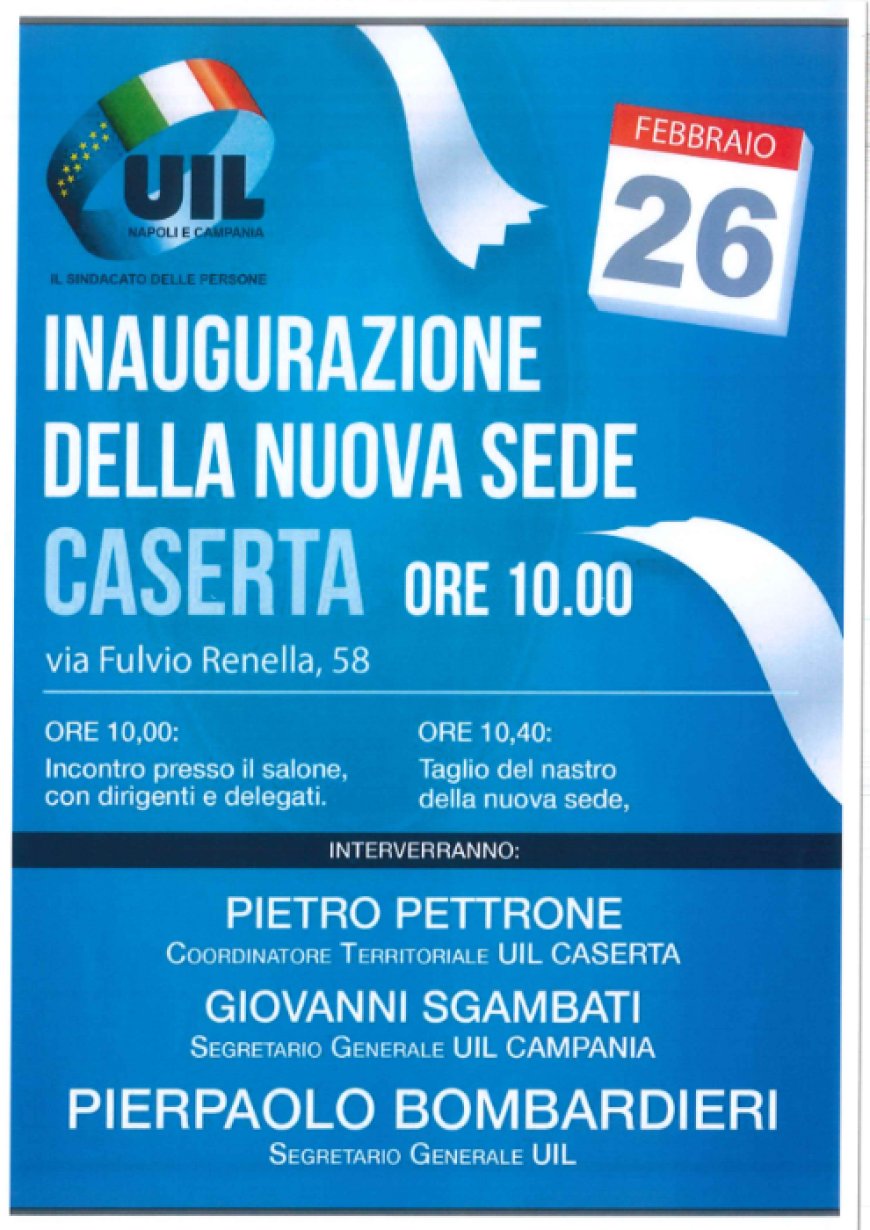Nuova sede UIL Caserta per supporto a lavoratori e pensionati.