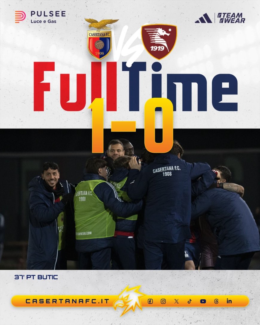 Casertana–Salernitana 1-0: Butic decide il derby del Pinto