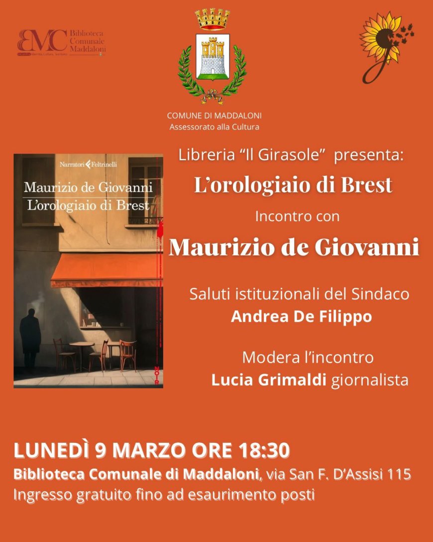 Maddaloni: Maurizio de Giovanni presenta “L’orologiaio di Brest”